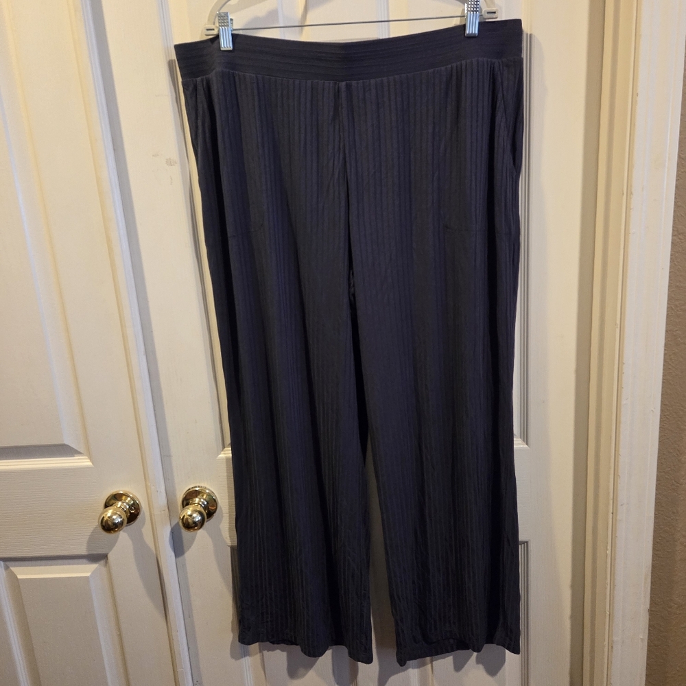 New Modern Soul Ribbed Wide Leg Pants XL Blue Boho Bohemian Contemporary Beach